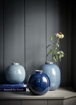 Pip Studio Metalen Vaas Donkerblauw 23 cm
