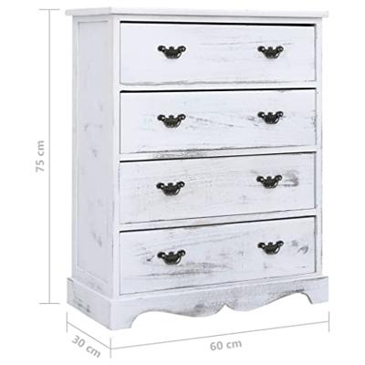 VidaXL Ladekast 60x30x75 cm hout wit VidaXL Ladekast 60x30x75 cm hout wit