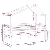 Hoogslaper met dak massief grenenhout wasbruin 90x190 cm - thumbnail