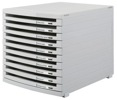 HAN CONTUR 1510-0-11 Ladebox Lichtgrijs DIN A4, DIN B4, DIN C4 Aantal lades: 10 HAN CONTUR 1510-0-11 Ladebox Lichtgrijs DIN A4, DIN B4, DIN C4 Aantal lades: 10