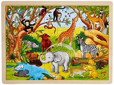 Goki houten legpuzzel - jungle, 48st. - thumbnail