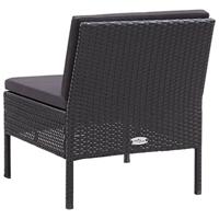 vidaXL 3-delige Loungeset met kussens poly rattan zwart - thumbnail