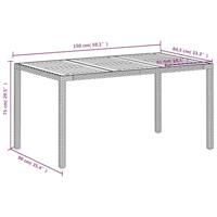Tuintafel 150x90x75 cm poly rattan en massief acaciahout beige - thumbnail