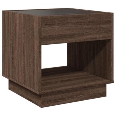 Salontafel met Infinity LED 50x50x50 cm bruin eikenkleurig