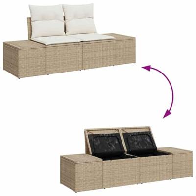 Tuinbankenset met opslag 5 pcs Beige en Crème poly rattan