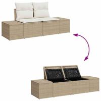 Tuinbankenset met opslag 5 pcs Beige en Crème poly rattan - thumbnail