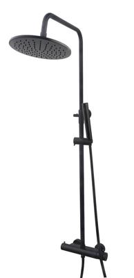 Caral thermostatische regendoucheset opbouw mat zwart Caral thermostatische regendoucheset opbouw mat zwart