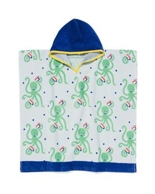 HEMA Kinder strandponcho 60x60cm octopus (blauw)