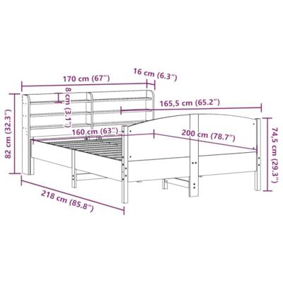 Bedframe zonder matras massief grenenhout 160x200 cm
