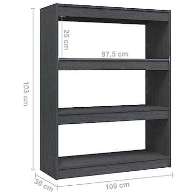 Boekenkast/kamerscherm 100x30x103 cm massief grenenhout grijs
