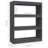 Boekenkast/kamerscherm 100x30x103 cm massief grenenhout grijs - thumbnail