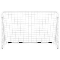 VidaXL Voetbaldoel met net 180x90x120 cm staal wit - thumbnail