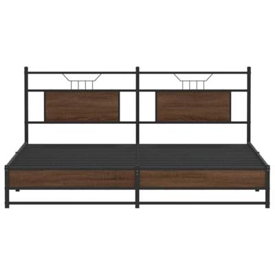 Bedframe zonder matras bewerkt hout bruin eikenkleur 160x200 cm Bedframe zonder matras bewerkt hout bruin eikenkleur 160x200 cm