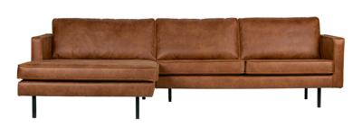WOOOD Loungebank 'Rodeo' Links, Eco Leder, kleur Cognac
