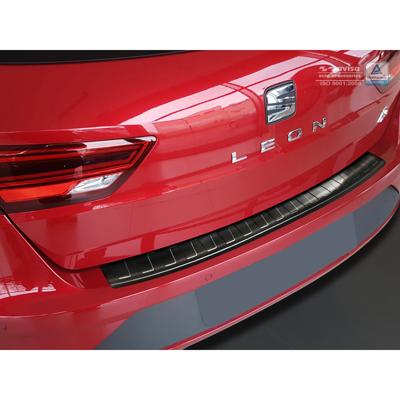 Zwart RVS Bumper beschermer passend voor Seat Leon (5F) ST 2013-2017 & 2017- 'RIbs' AV245119