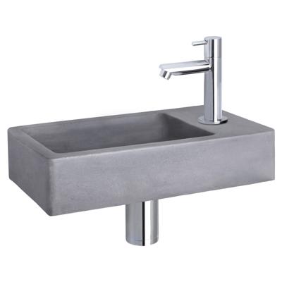 Differnz Force fonteinset - 40x22x8cm - Rechthoek - 1 kraangat - Recht chromen kraan - Beton Grijs 38.400.64