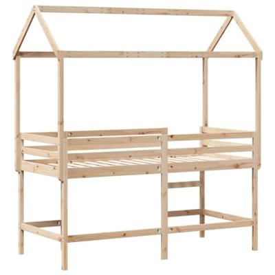 Halfhoogslaper met ladder en bedhuis grenenhout 80x200 cm Halfhoogslaper met ladder en bedhuis grenenhout 80x200 cm