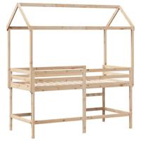 Halfhoogslaper met ladder en bedhuis grenenhout 90x200 cm - thumbnail