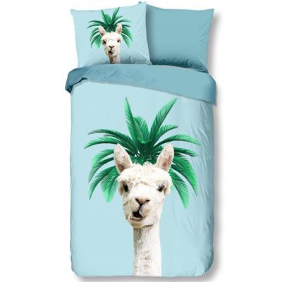 Good Morning Kinderdekbedovertrek "lama met palmboom" - Blauw - (140x200/220 cm) - Katoen