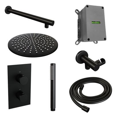 Inbouw Regendouche Set Brauer Black Edition Wanduitloop Ronde Hoofddouche 30 cm Mat Zwart Brauer