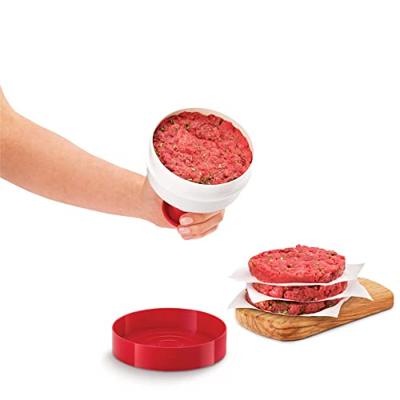 Metaltex kitchen helpers hamburgerpers 11 cm rood/wit Metaltex kitchen helpers hamburgerpers 11 cm rood/wit