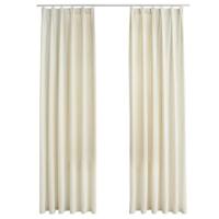 VidaXL Gordijnen verduisterend 2 st met haken 140x245 cm fluweel crème - thumbnail