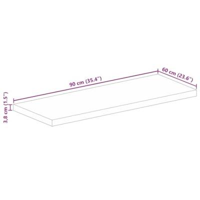 Tafelblad rechthoekig 90x60x3,8 cm massief ruw mangohout