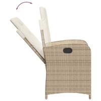 Tuinstoelen 2 st verstelbaar met kussens poly rattan beige - thumbnail