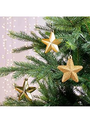 Ster plastic glans-mat-glitter 7,5 cm licht goud KSD - Ksd - thumbnail