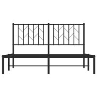 Bedframe met hoofdbord metaal zwart 140x190 cm - thumbnail