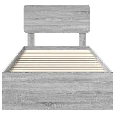 Bedframe met hoofdeinde Grijs Sonoma 75 x 190 cm Bewerkt hout