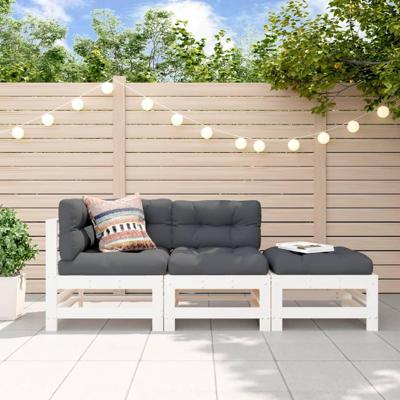 3-delige Loungeset massief grenenhout wit 3-delige Loungeset massief grenenhout wit