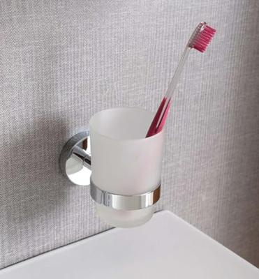Bekerhouder Sapho X-Round Hangend 7x10 cm Chroom / Melkglas