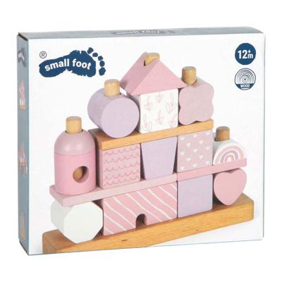 Small Foot - houten stapelhuis roze - 18dlg. Small Foot - houten stapelhuis roze - 18dlg.