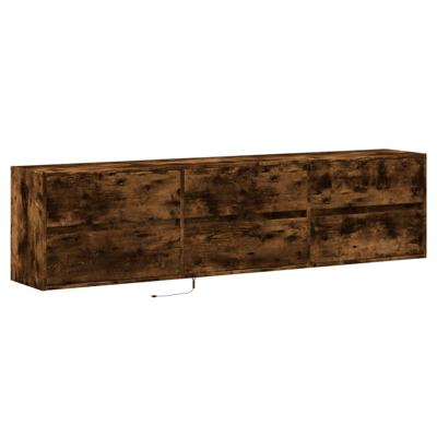 Tv-wandmeubel met LED-verlichting 180x31x45 cm gerookt eiken - thumbnail