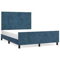 Bedframe zonder matras 140x200 cm fluweel donkerblauw - thumbnail