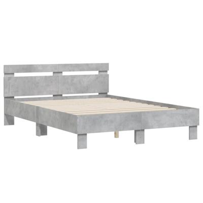 Bedframe met hoofdeinde bewerkt hout betongrijs 120x200 cm