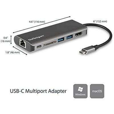 StarTech.com USB-C multiport adapter SD kaartlezer Power Delivery 4K HDMI GbE 2x USB 3.0