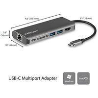 StarTech.com USB-C multiport adapter SD kaartlezer Power Delivery 4K HDMI GbE 2x USB 3.0 - thumbnail