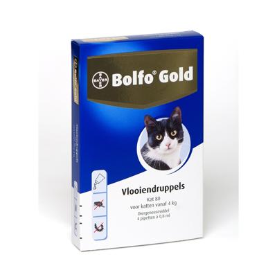 Bolfo Gold 80 Vlooiendruppels voor grote kat 2 x 4 pipetten