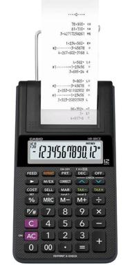 Casio HR 8 RCE black Bureaurekenmachine met printer Zwart Aantal displayposities: 12 werkt op batterijen, werkt op het lichtnet (optioneel) (l x b x h) 300 cm