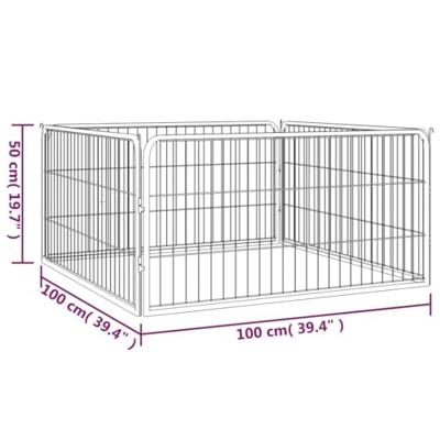 VidaXL Hondenkennel 4 panelen 100x50 cm gepoedercoat staal zwart