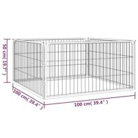 Hondenkennel 4 panelen 100x50 cm gepoedercoat staal zwart - thumbnail