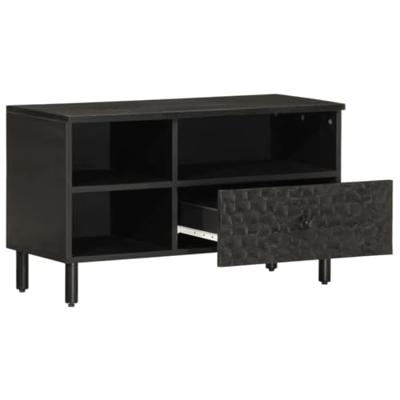 Tv-meubel 80x33x46 cm massief mangohout zwart
