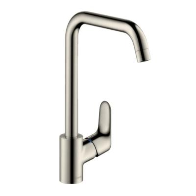 Hansgrohe Focus E2 keukenkraan met hoge draaibare uitloop instelbaar 110 150 en 360 RVS look 31820800