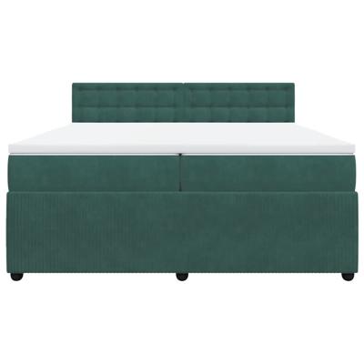 Boxspring met matras fluweel donkergroen 200x200 cm - thumbnail