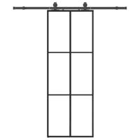 Schuifdeur met beslagset 76x205 cm ESG glas zwart - thumbnail