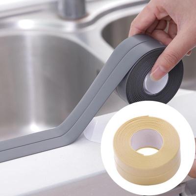 Duurzaam PVC materiaal waterdichte schimmel proof plakband keuken badkamer muur afdichting tape breedte: 3.8 cm x 3.2 m (beige) Duurzaam PVC materiaal waterdichte schimmel proof plakband keuken badkamer muur afdichting tape breedte: 3.8 cm x 3.2 m (beige)
