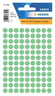 Etiket herma 1845 rond 8mm groen 540st