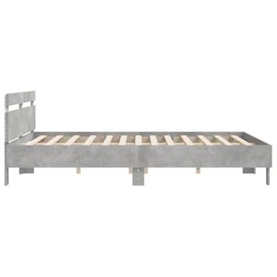 Bedframe met hoofdeinde en LED-licht betongrijs 160x200 cm